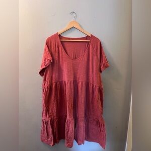 Coral V-Neck Ruffled Bottom Dress Women’s Size 3X